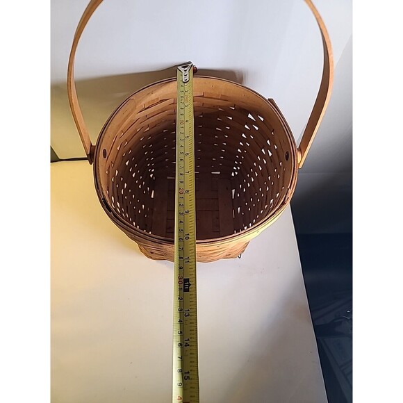 Vintage 2000 Longaberger Handled Basket Medium 10" Diameter X 9" Deep - Picture 6 of 9